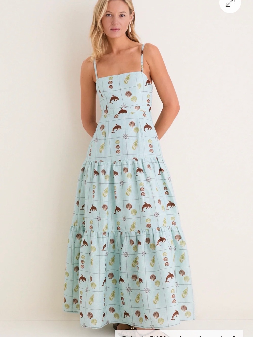 Light Blue Printed Maxi Dress with Adjustable Straps